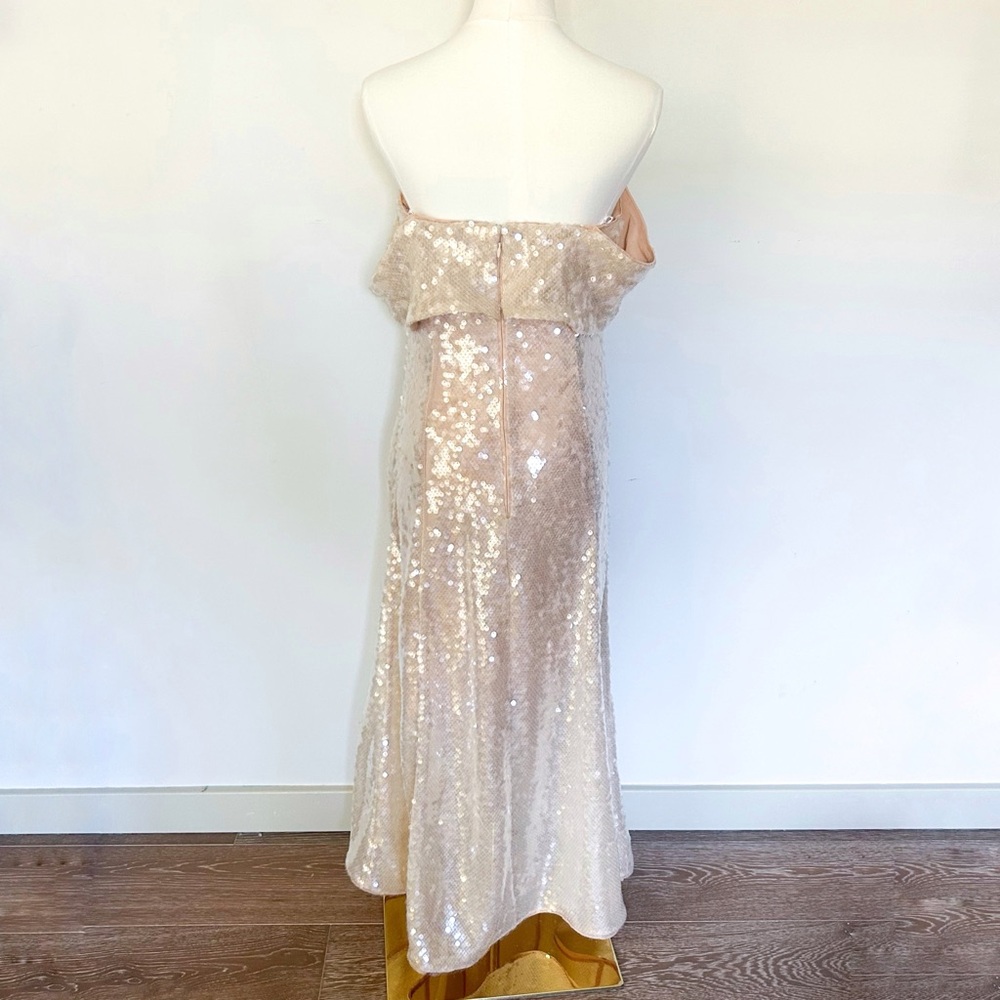 Self-Portrait Gold Sequin Off Shoulder Midi Dress Size 6 NWT Formal Party - Picture 7 of 11